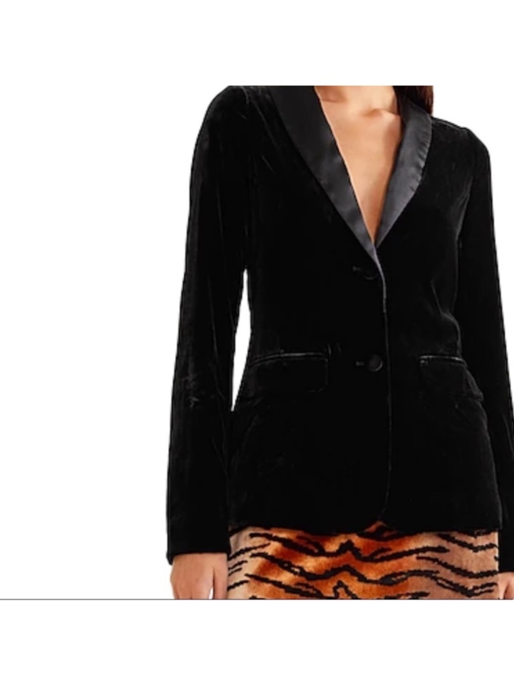 Cami NYC The Emmie Black Velvet Blazer Silk Blend Button Front Size Large L
